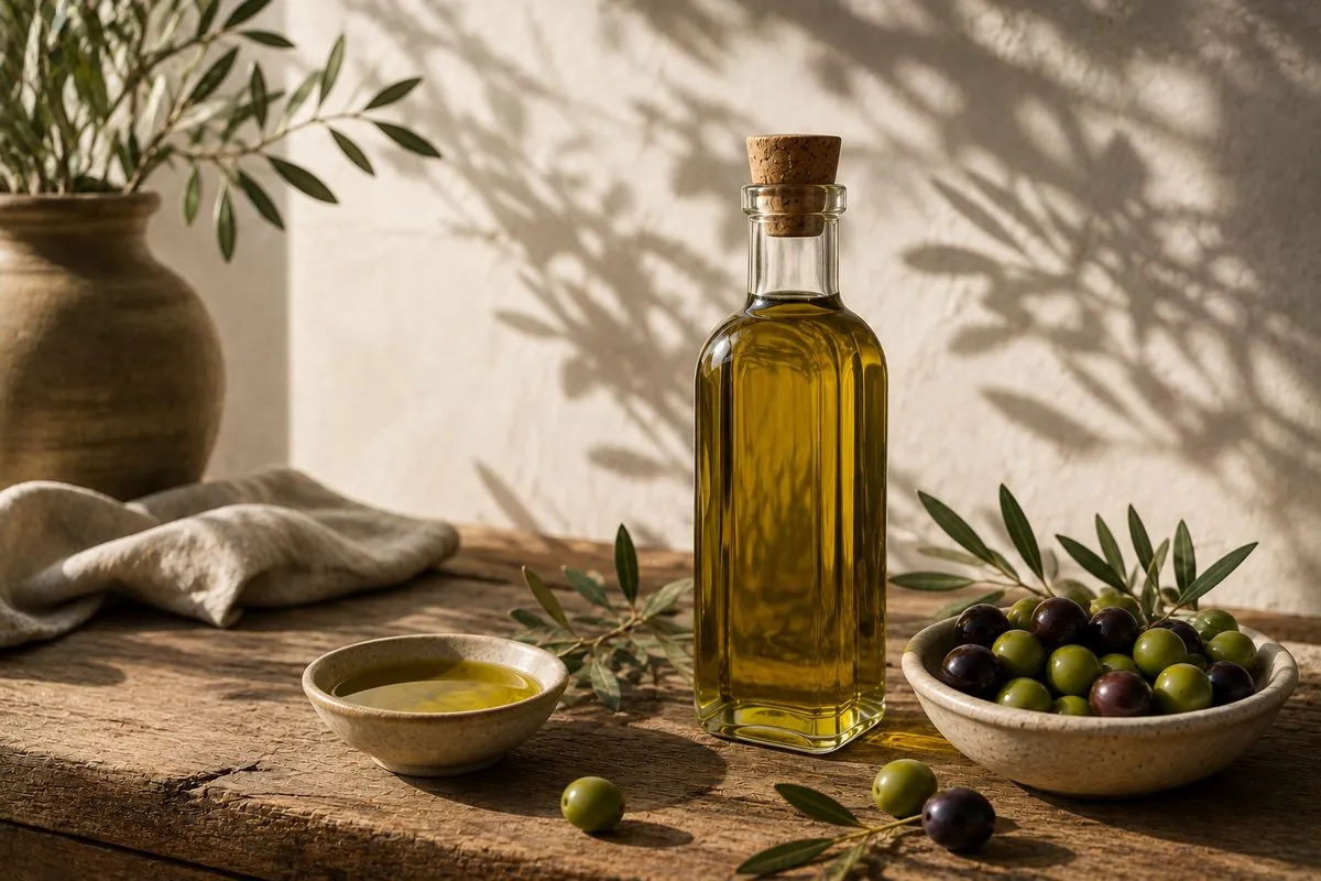 Bulk olive oil with fresh olives